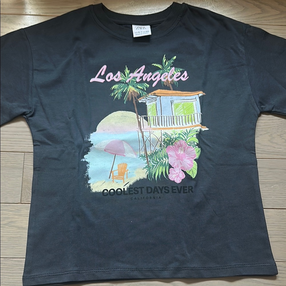 Zara Kids Black Los Angeles Graphic Tee